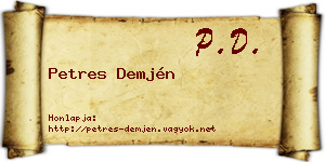 Petres Demjén névjegykártya
